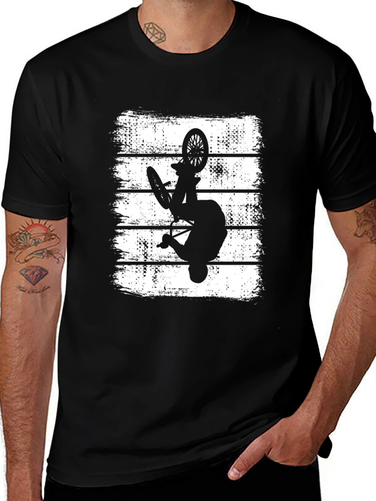 BMX Rider Silhouette Graphic Tee - Black