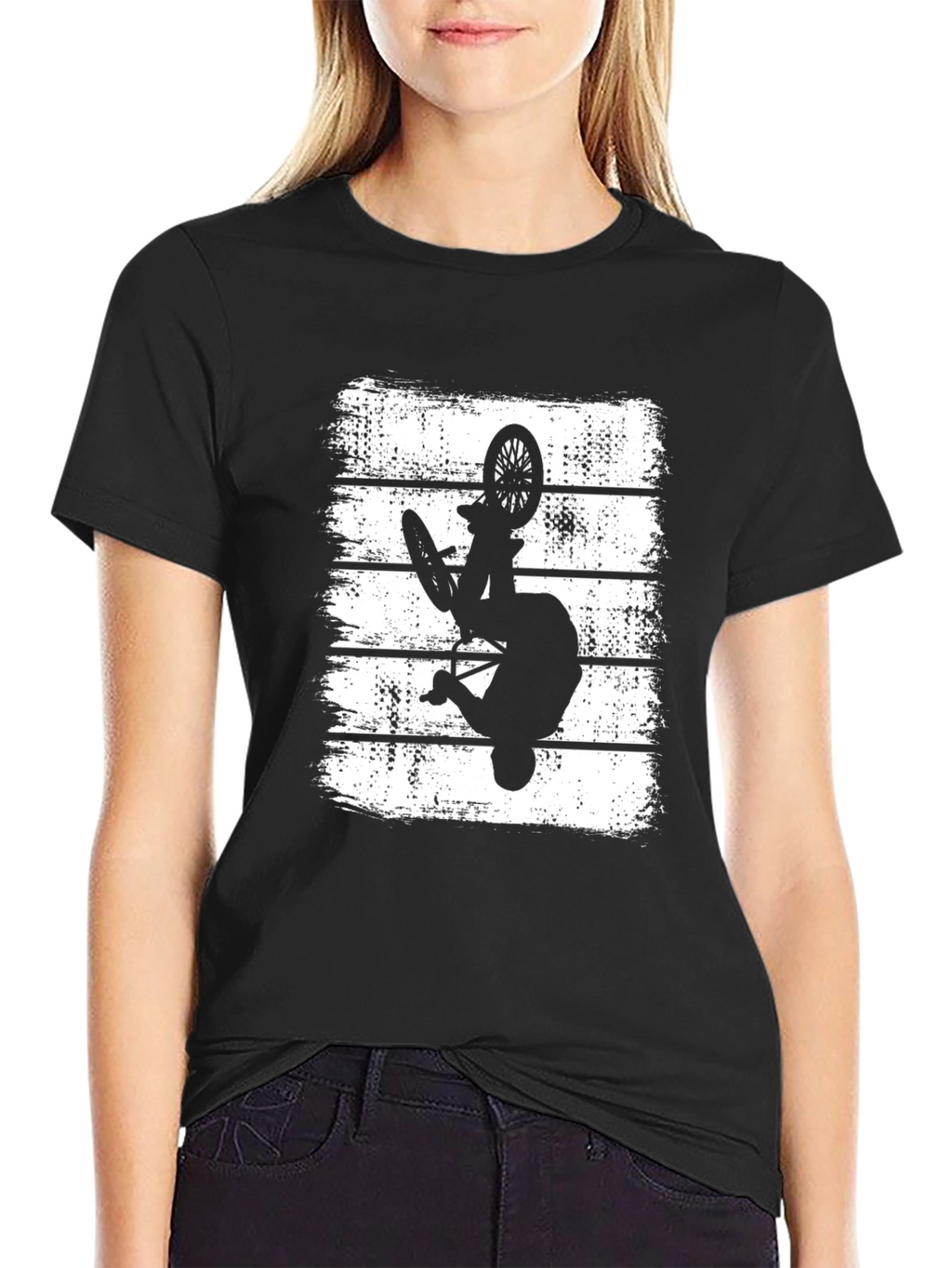 BMX Rider Silhouette Graphic Tee - Black