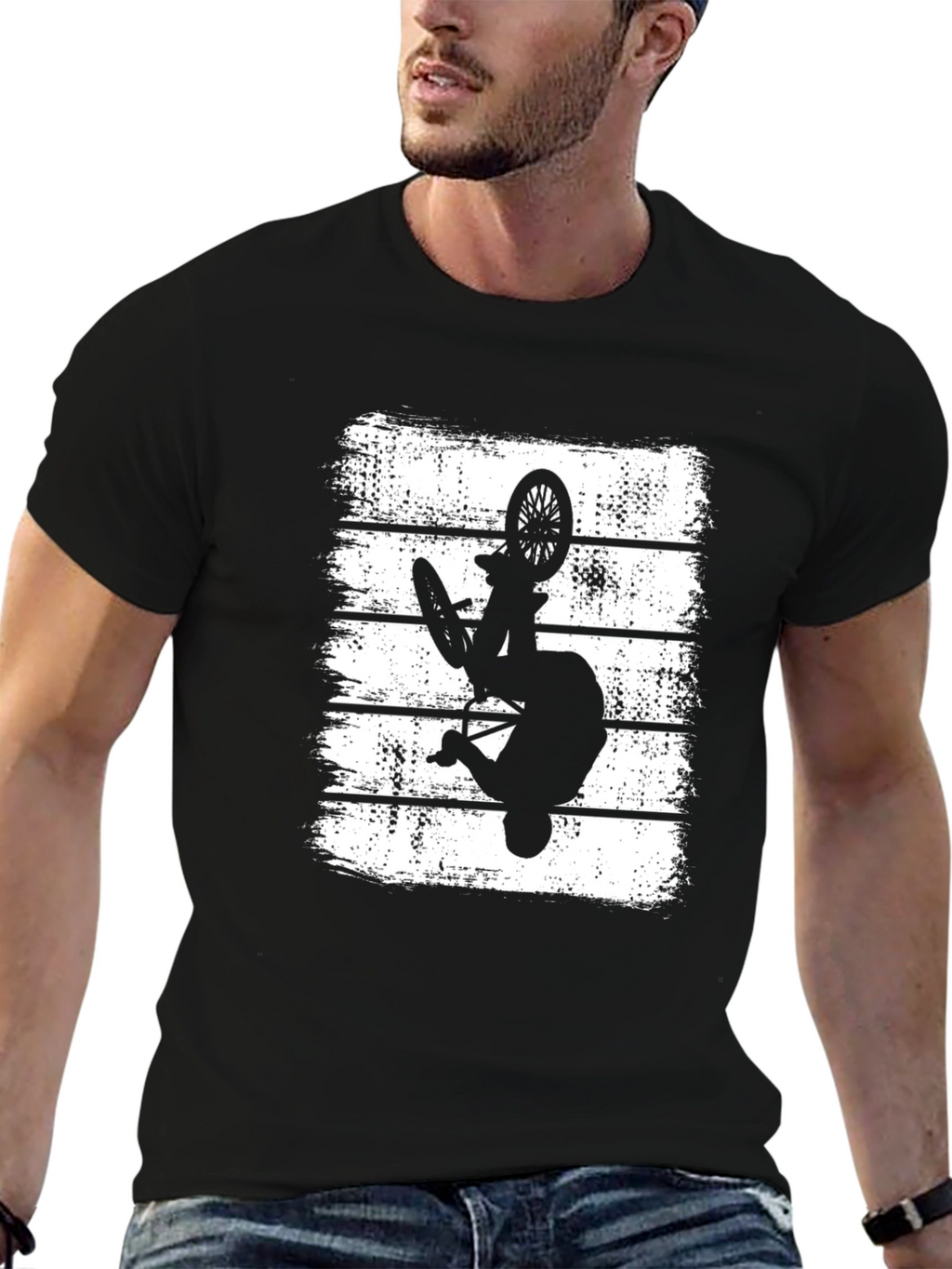 BMX Rider Silhouette Graphic Tee - Black