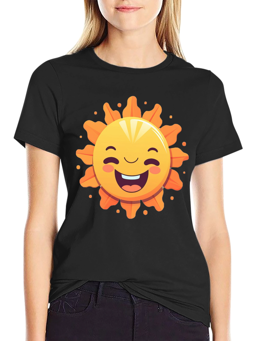 Happy Sunshine Graphic Tee - Black Cotton T-Shirt