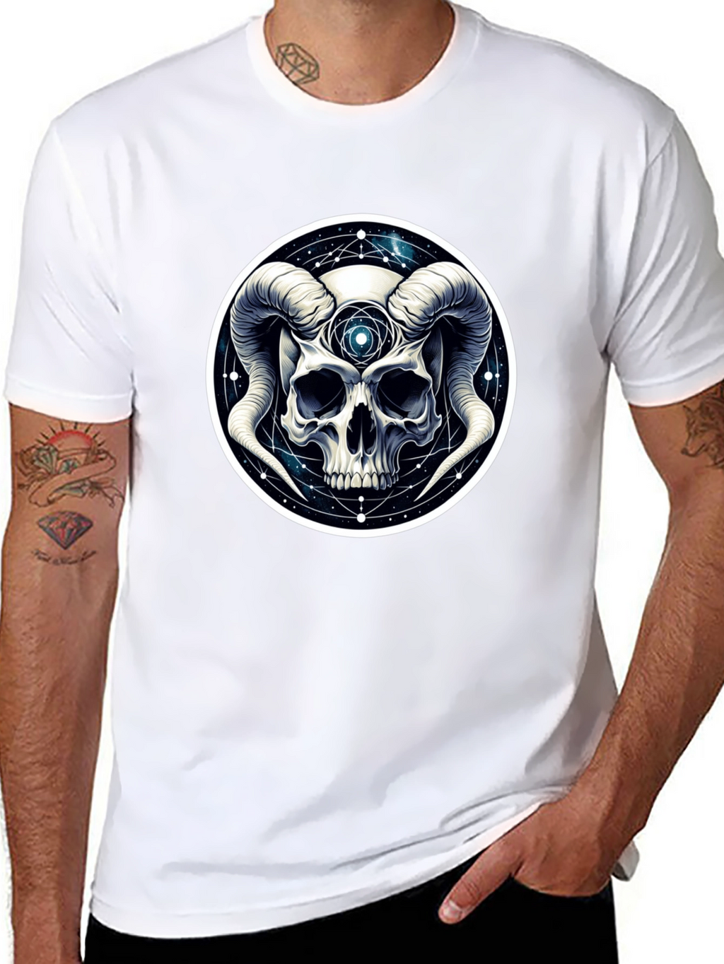 Occult Skull Graphic T-Shirt - Black Cotton Tee