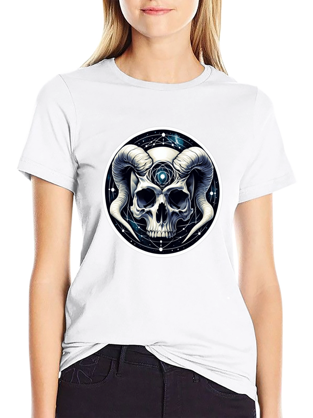 Occult Skull Graphic T-Shirt - Black Cotton Tee