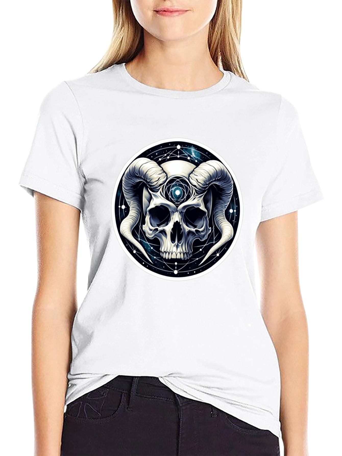 Occult Skull Graphic T-Shirt - Black Cotton Tee