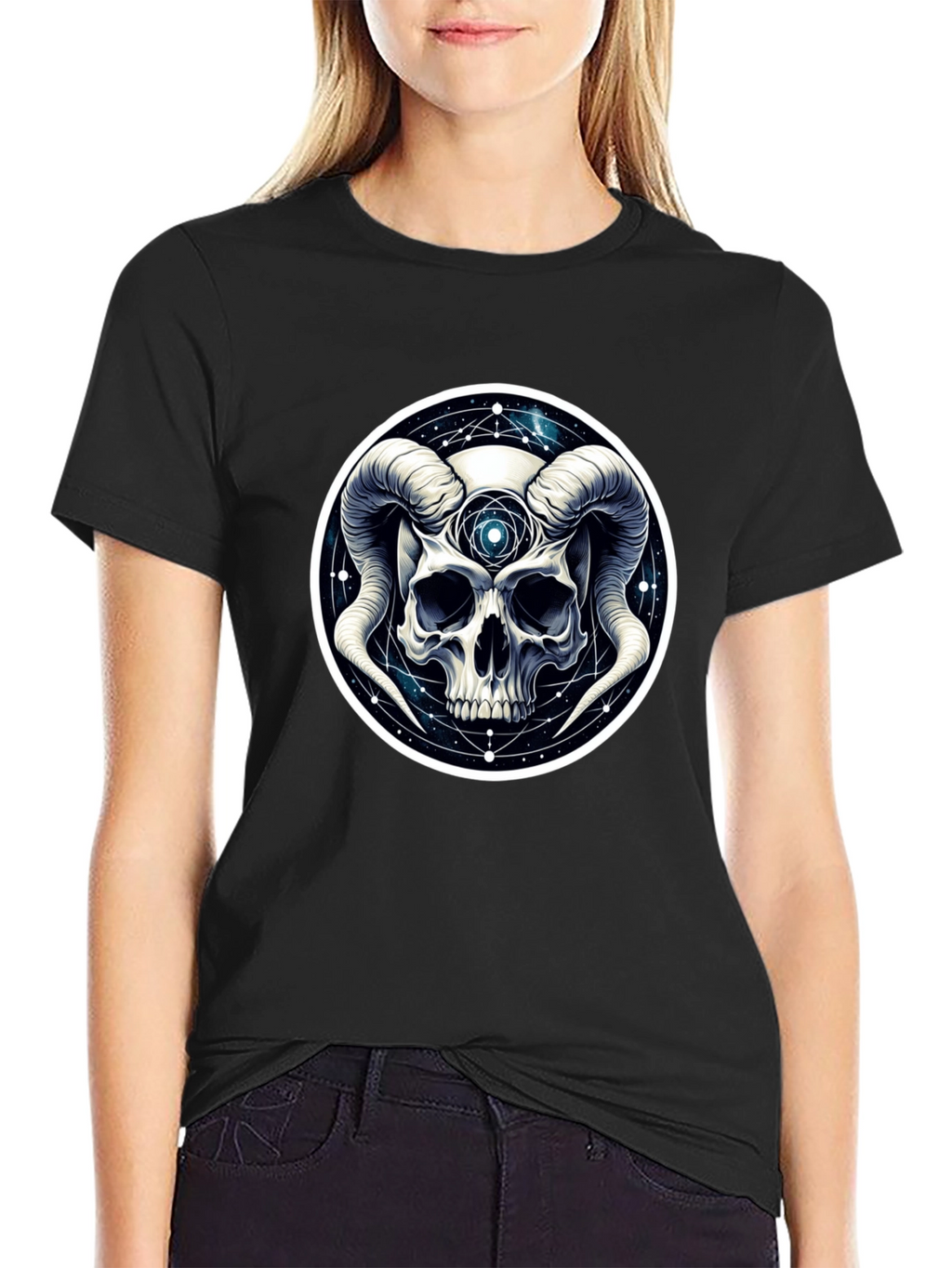 Occult Skull Graphic T-Shirt - Black Cotton Tee
