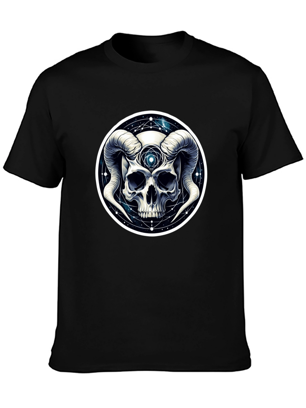 Occult Skull Graphic T-Shirt - Black Cotton Tee