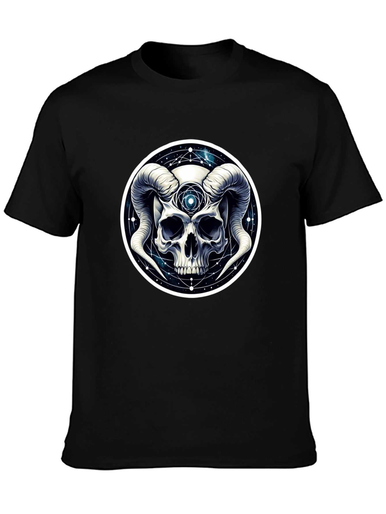 Occult Skull Graphic T-Shirt - Black Cotton Tee