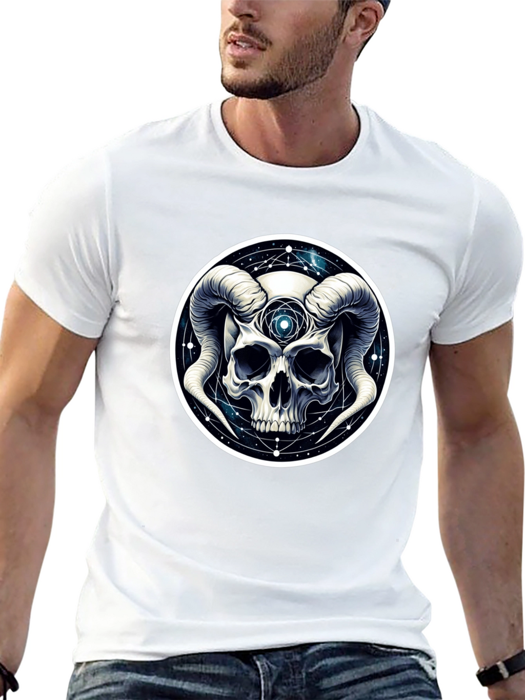 Occult Skull Graphic T-Shirt - Black Cotton Tee