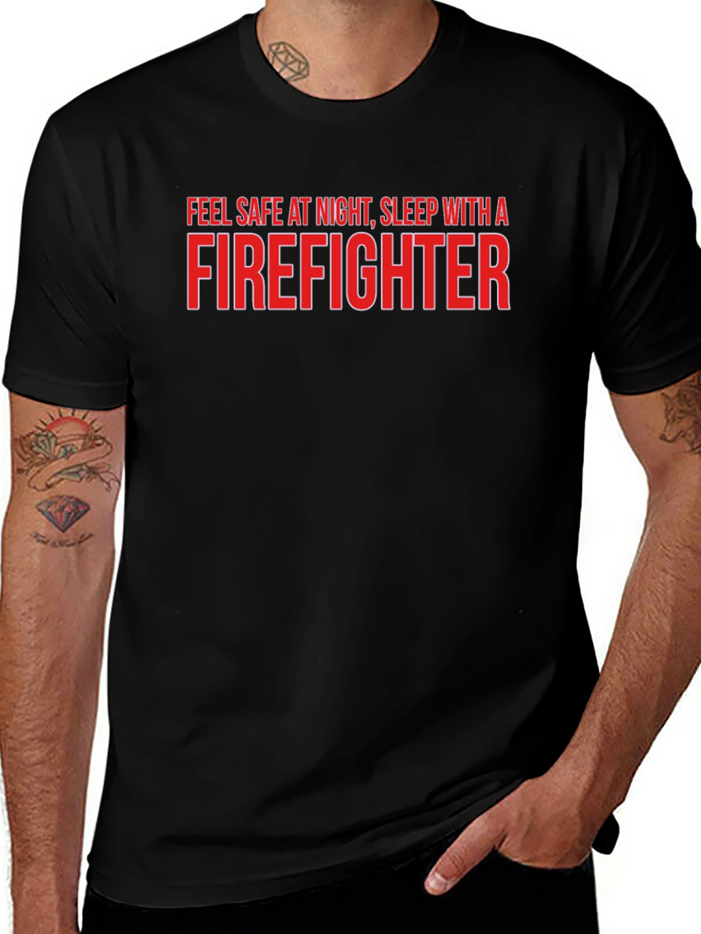 Firefighter Slogan Graphic Tee - Black