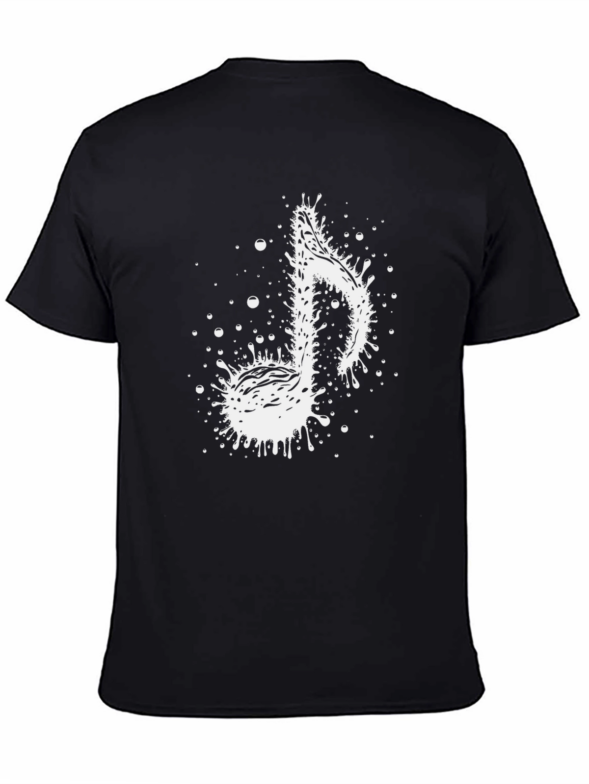 Music Note Splatter Graphic Tee - Stylish Black T-Shirt