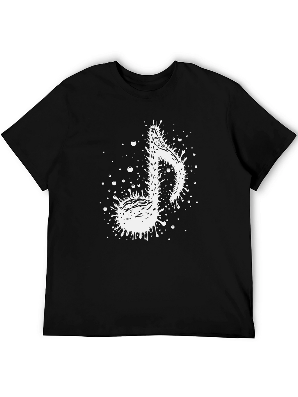Music Note Splatter Graphic Tee - Stylish Black T-Shirt