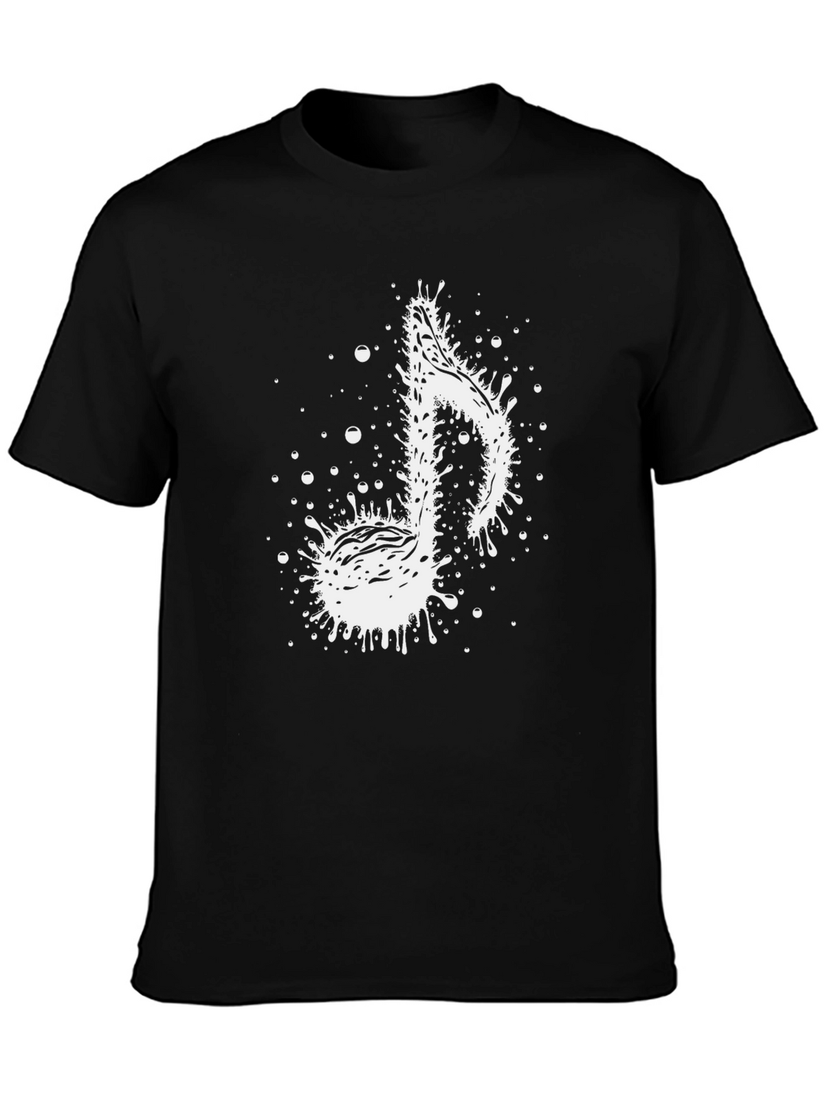 Music Note Splatter Graphic Tee - Stylish Black T-Shirt