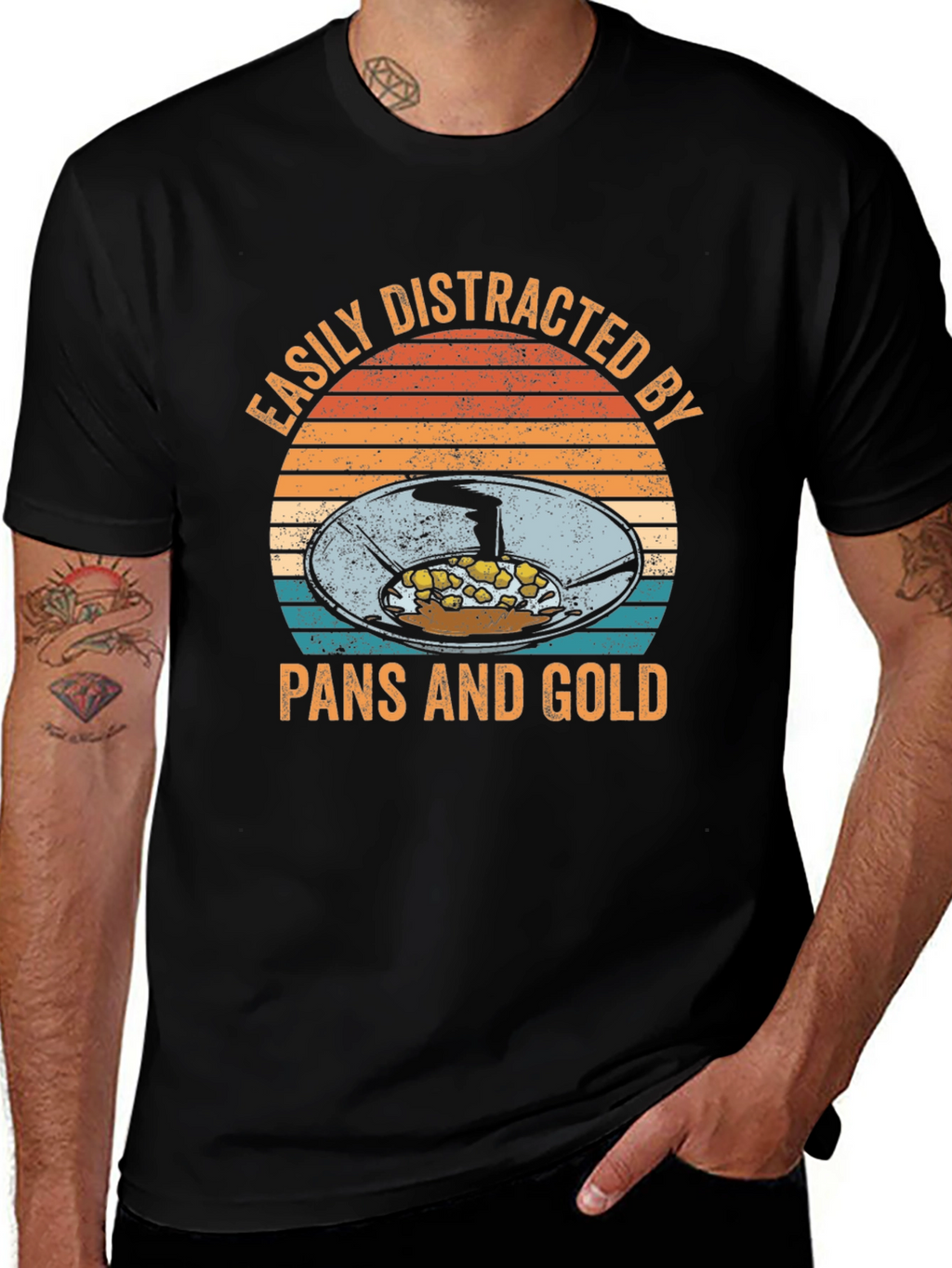 Easily Distracted by Pans and Gold T-Shirt