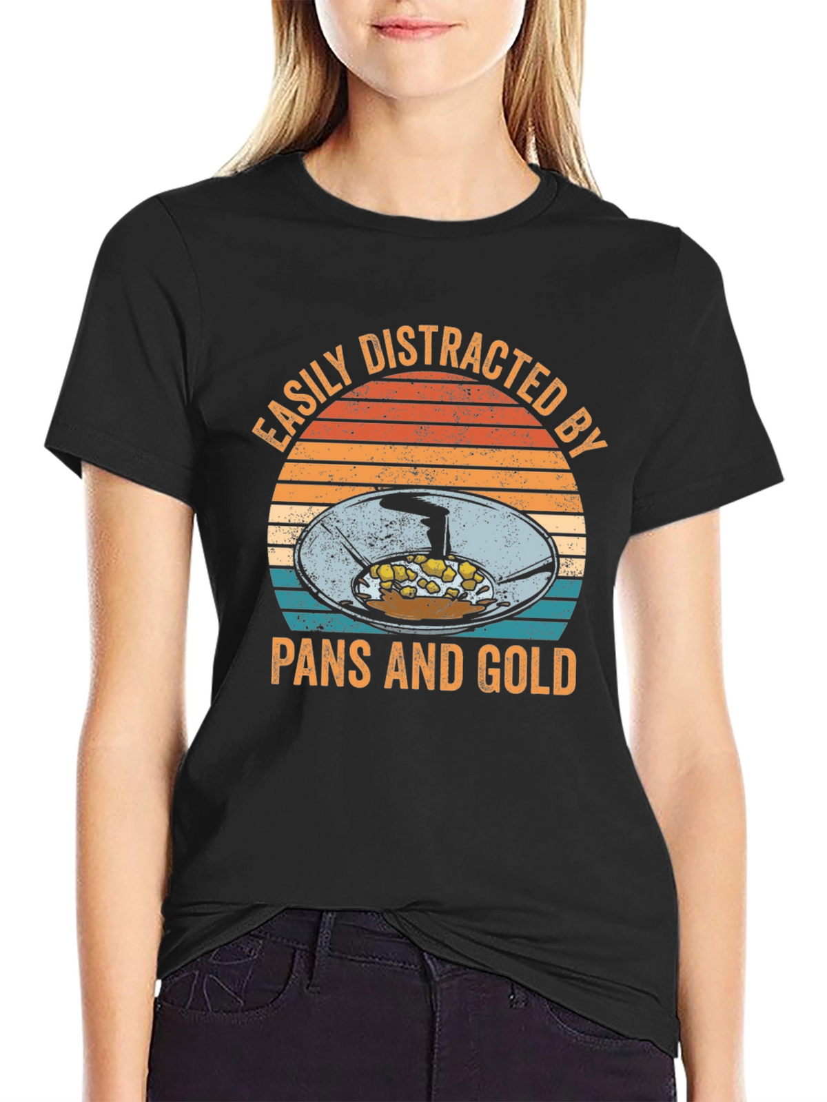 Easily Distracted by Pans and Gold T-Shirt