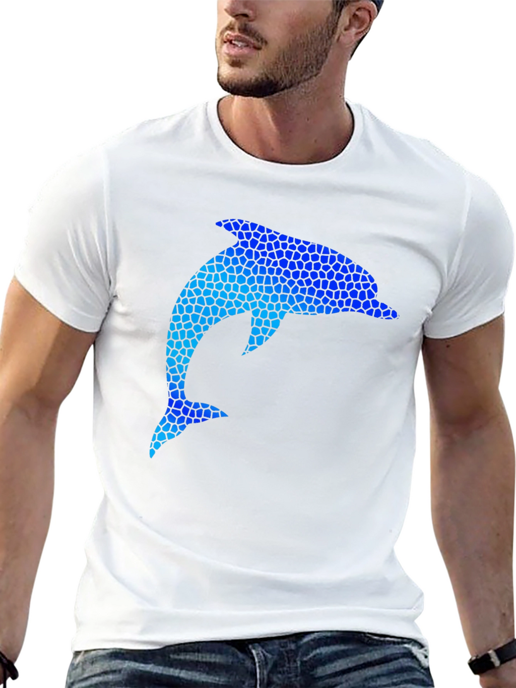 Dolphin Mosaic Graphic Black T-Shirt
