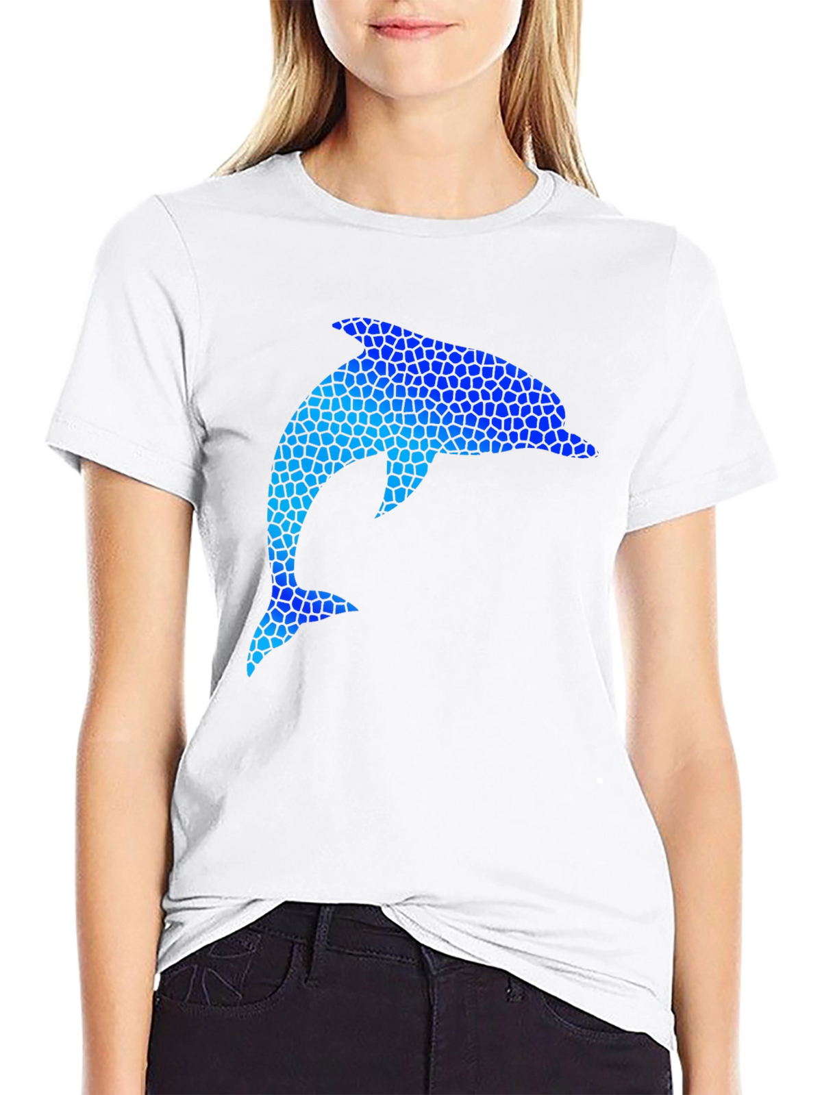 Dolphin Mosaic Graphic Black T-Shirt