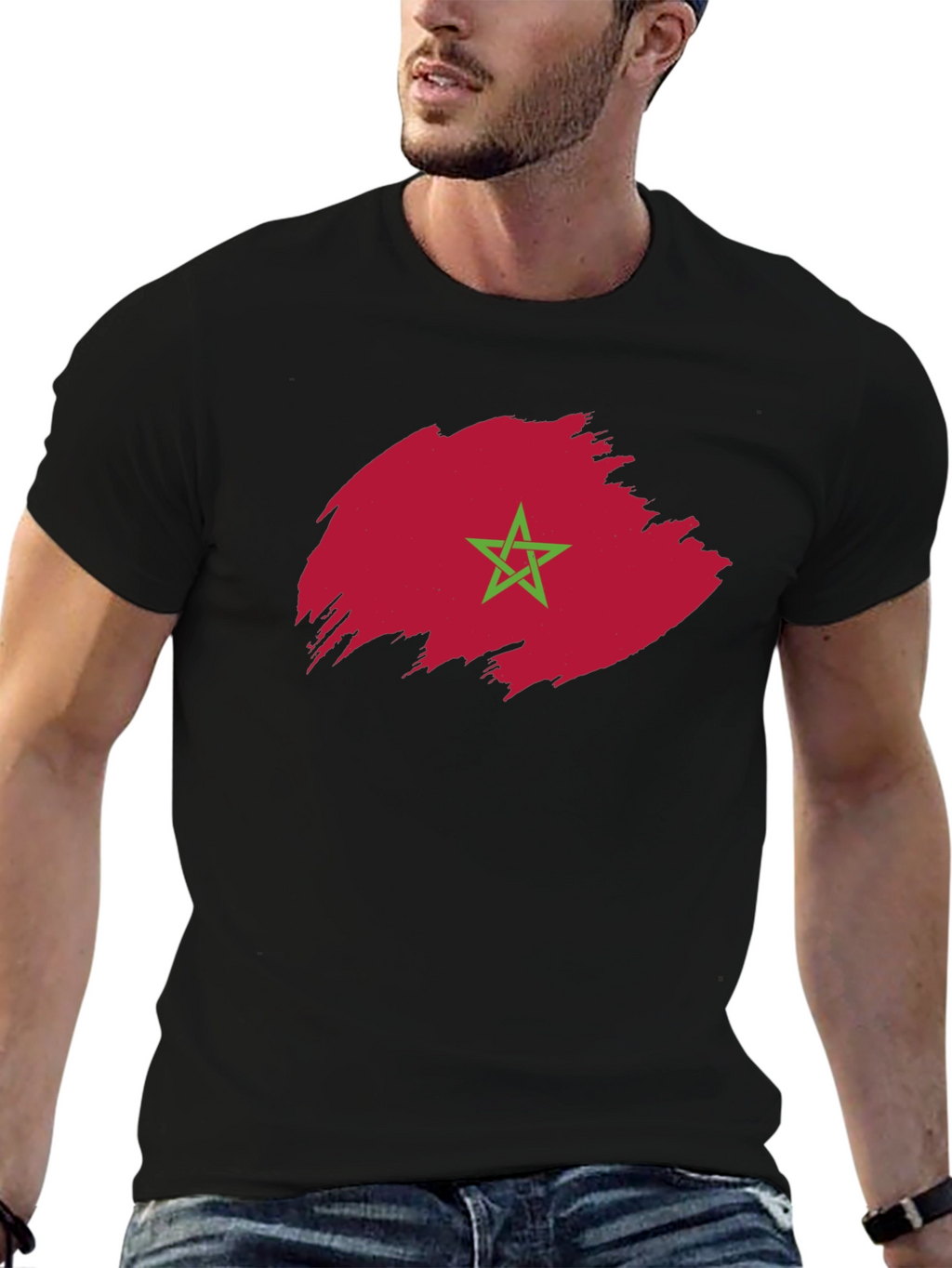 Morocco Flag T-Shirt - Brush Stroke Design