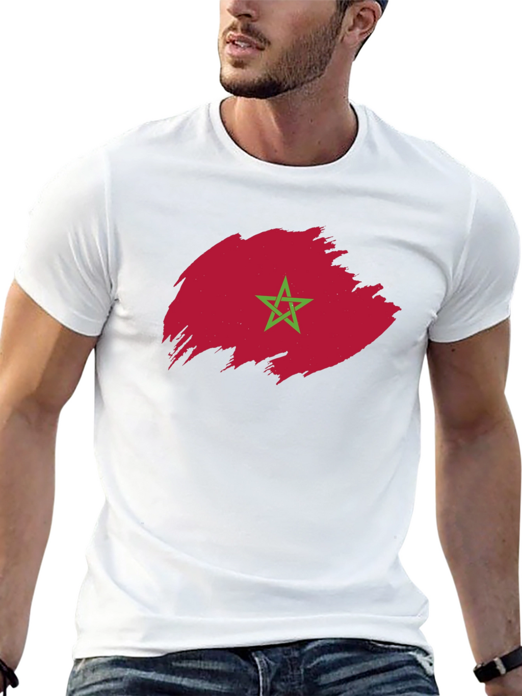 Morocco Flag T-Shirt - Brush Stroke Design