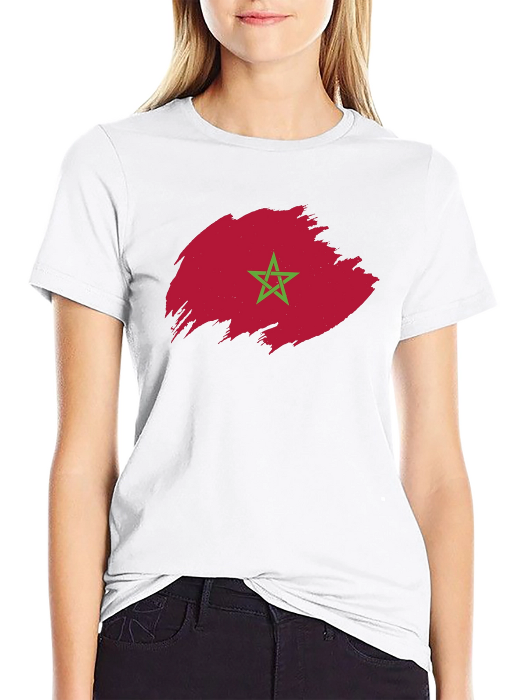 Morocco Flag T-Shirt - Brush Stroke Design