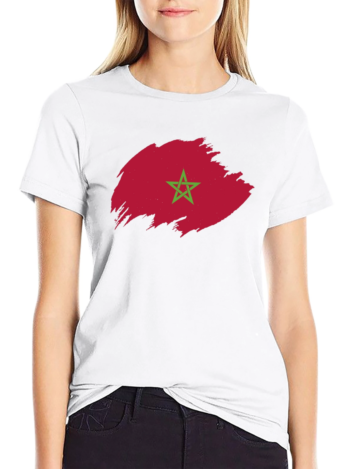 Morocco Flag T-Shirt - Brush Stroke Design