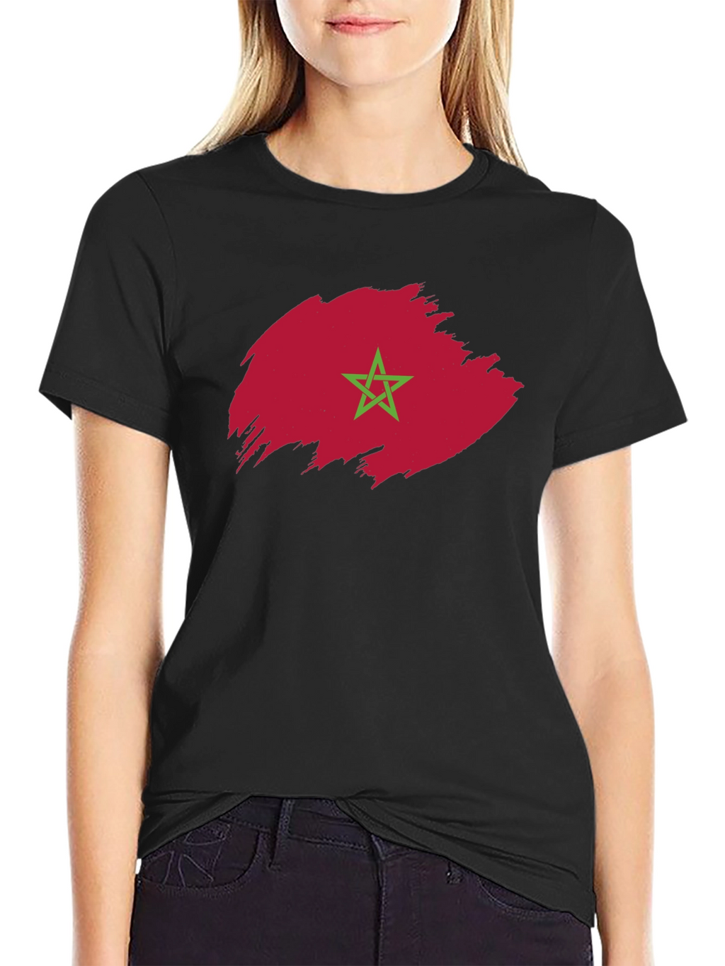 Morocco Flag T-Shirt - Brush Stroke Design