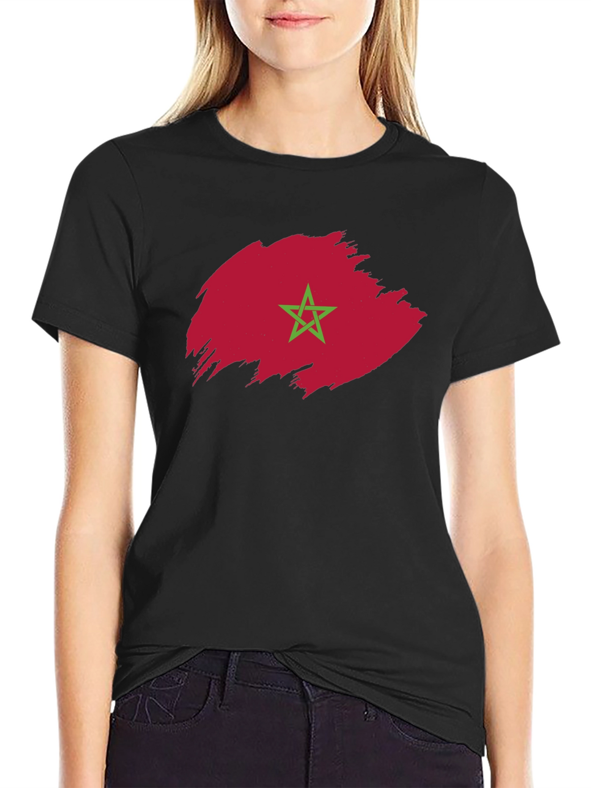 Morocco Flag T-Shirt - Brush Stroke Design
