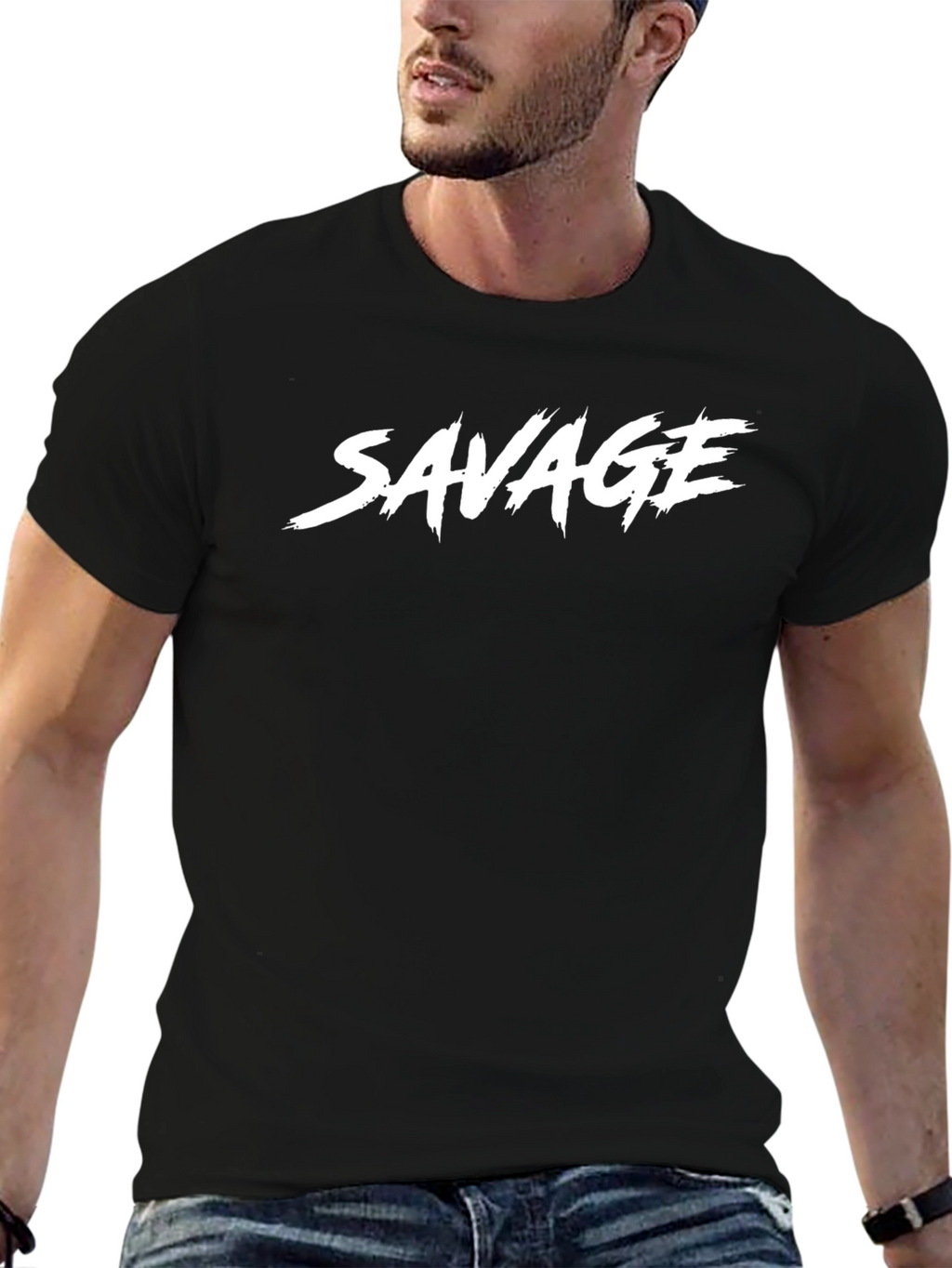 Savage Graphic Print Black Crew Neck T-Shirt