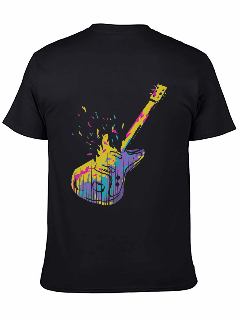 Abstract Electric Guitar Graphic Tee - Black