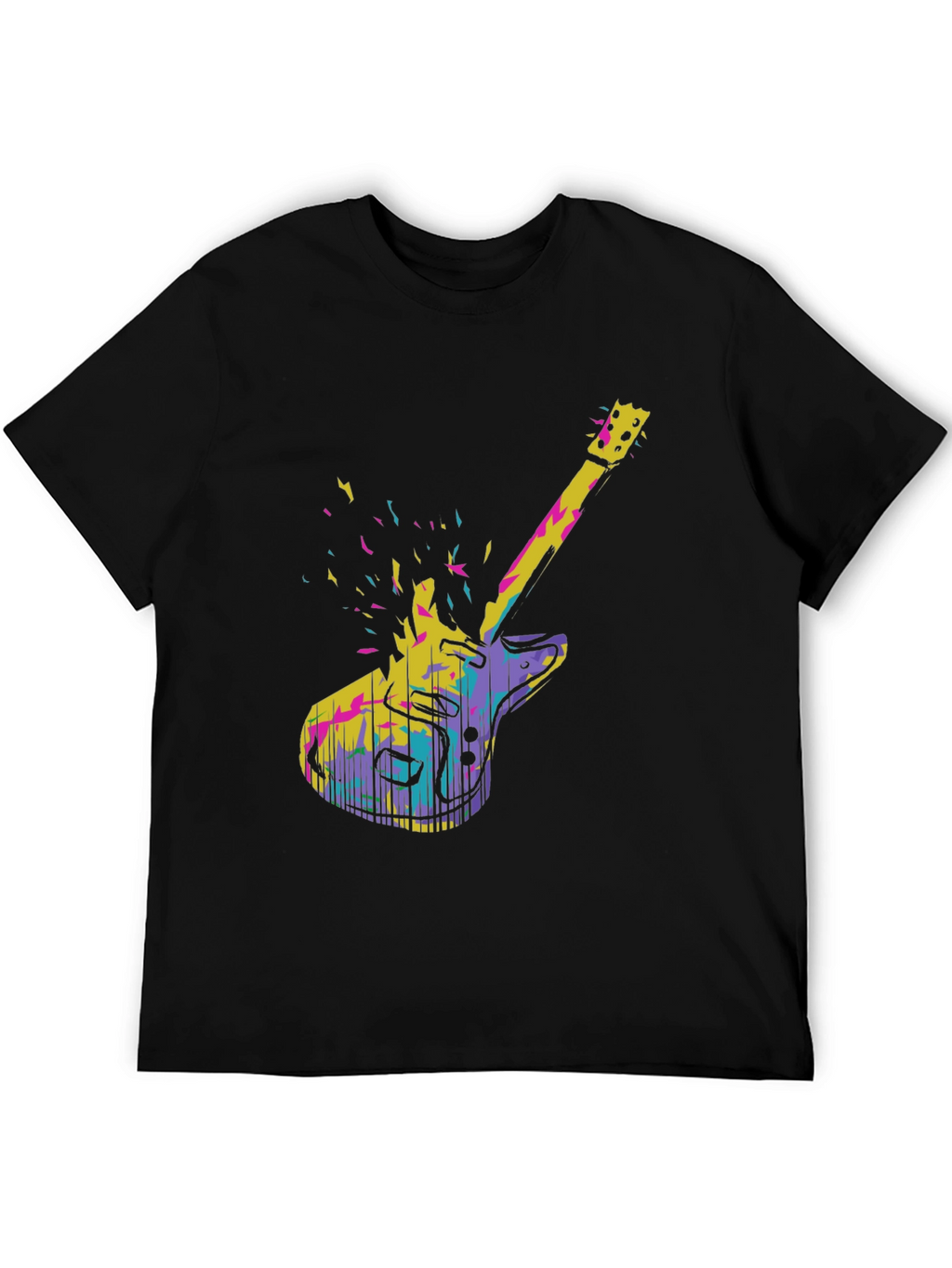 Abstract Electric Guitar Graphic Tee - Black