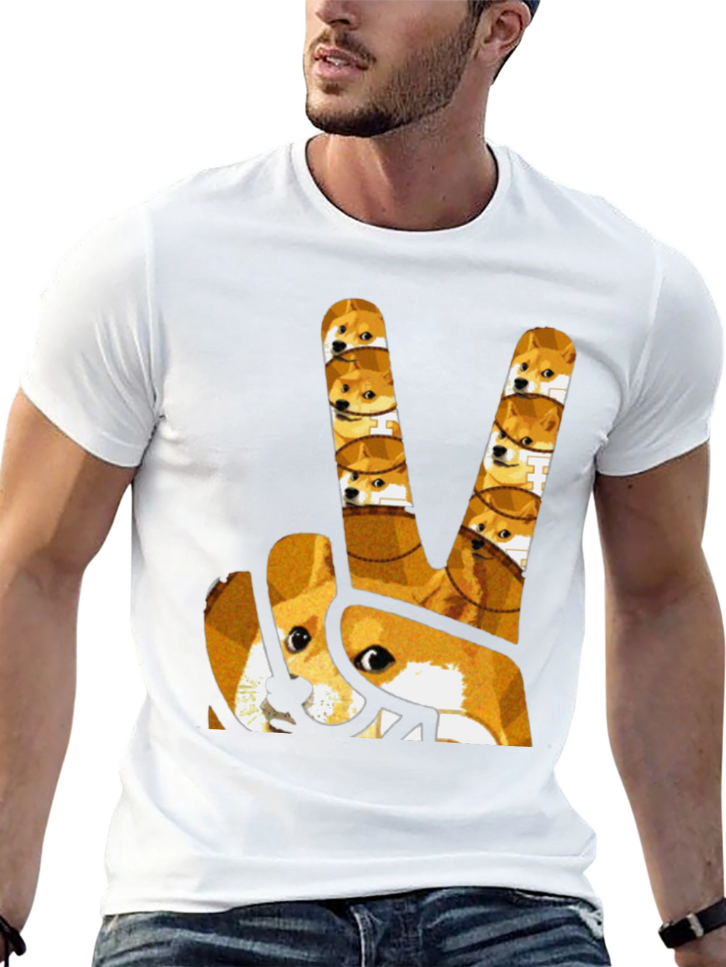 Doge Peace Sign Black T-Shirt