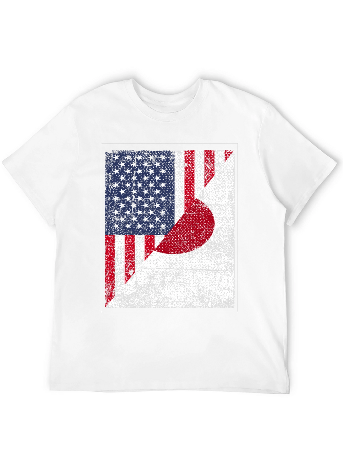 USA Japan Flag Graphic Print Black T-Shirt