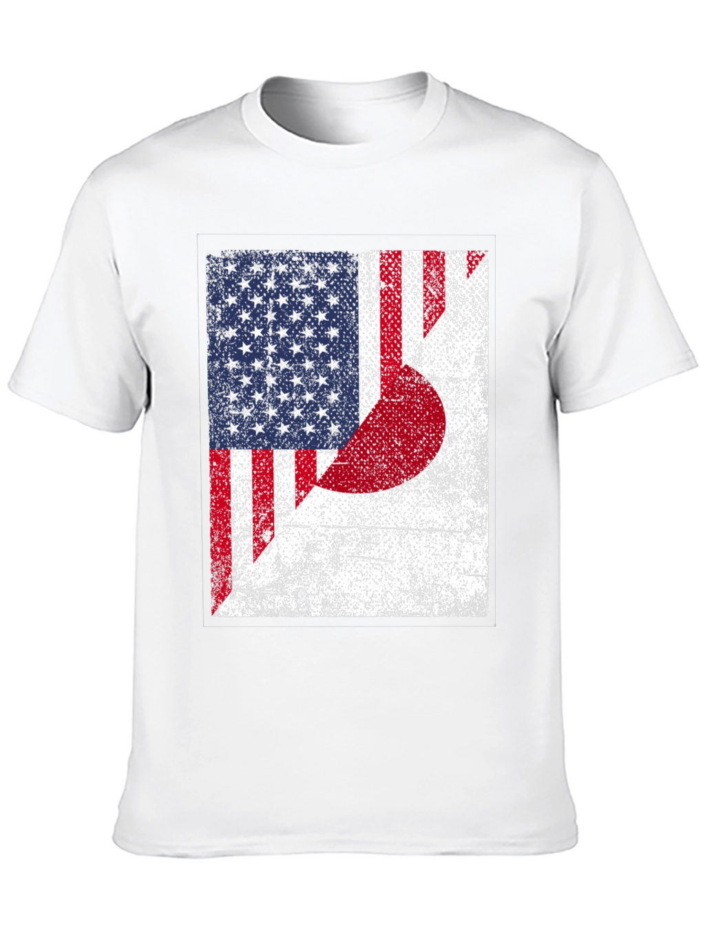 USA Japan Flag Graphic Print Black T-Shirt