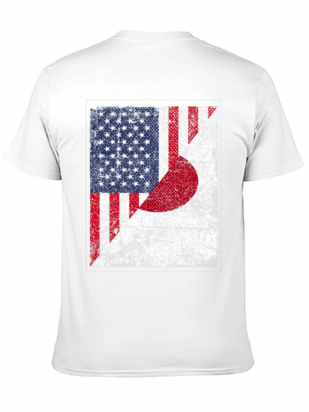 USA Japan Flag Graphic Print Black T-Shirt