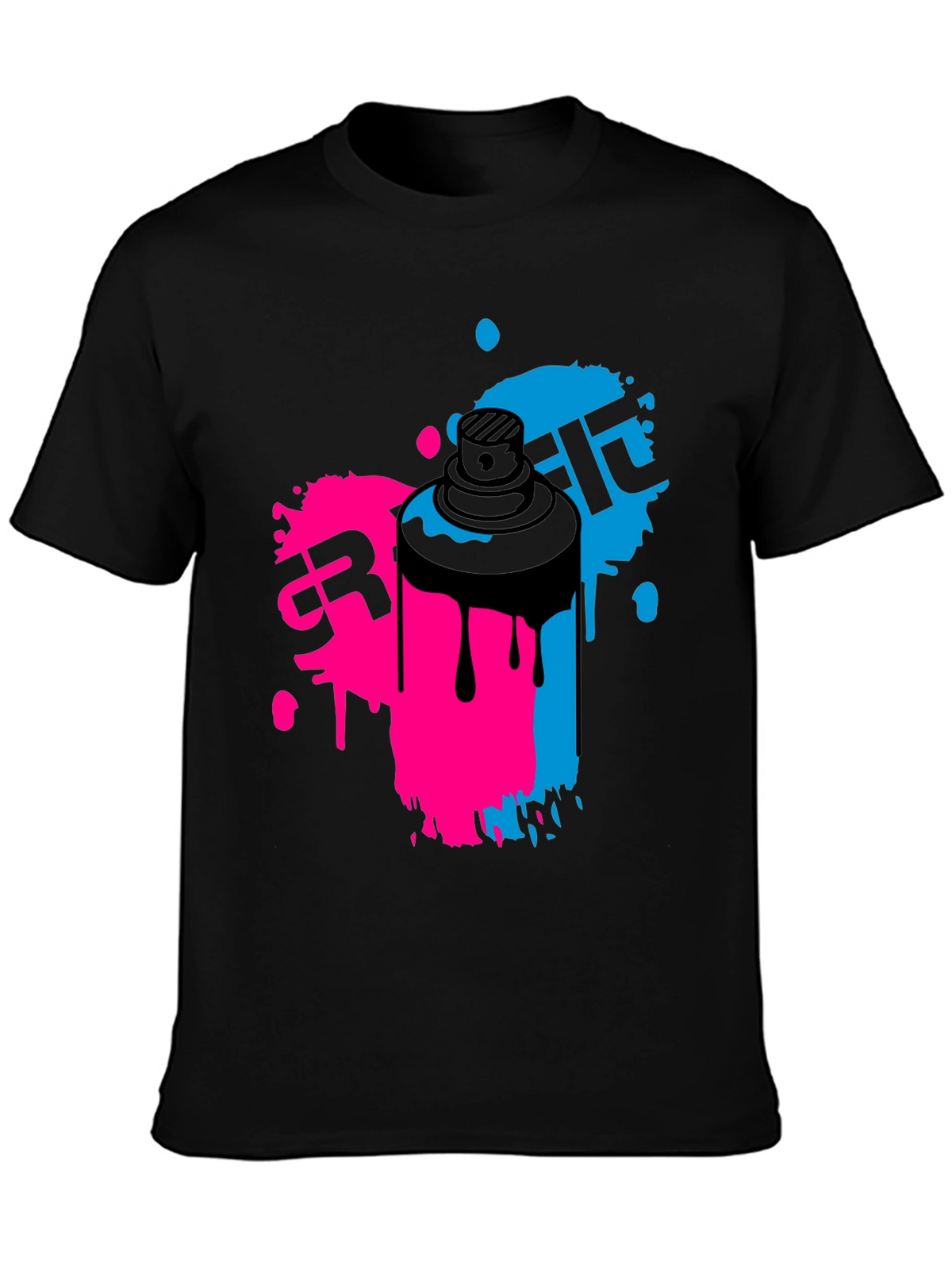 Graffiti Spray Paint Art Mens Black T-Shirt
