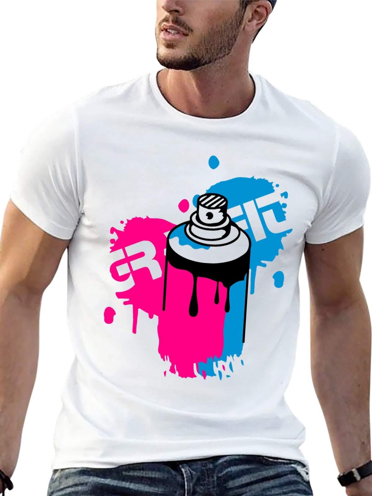 Graffiti Spray Paint Art Mens Black T-Shirt