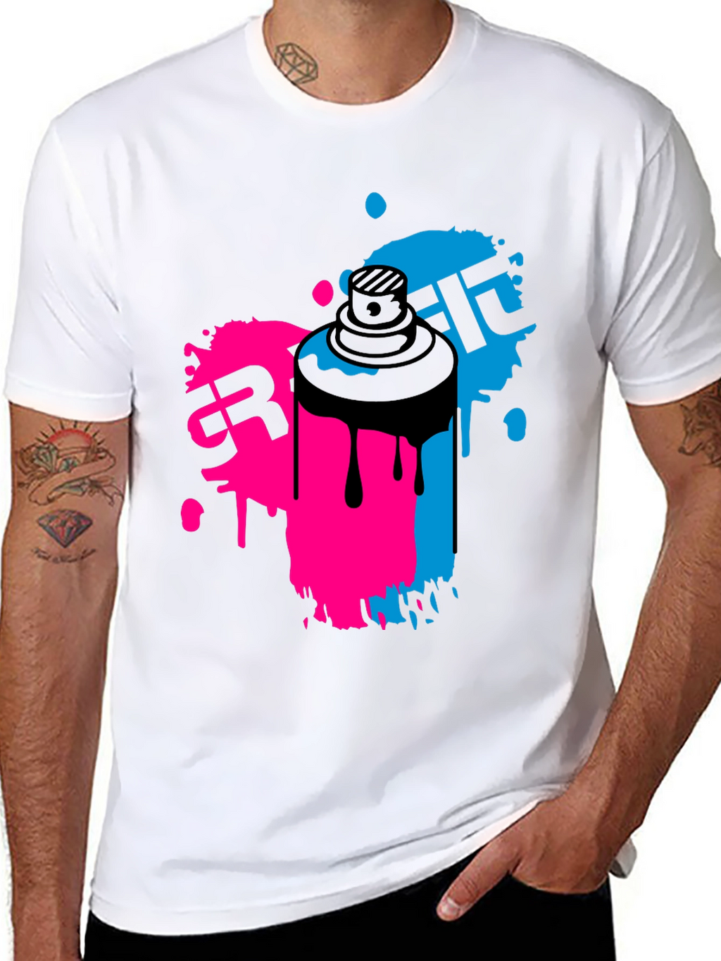 Graffiti Spray Paint Art Mens Black T-Shirt