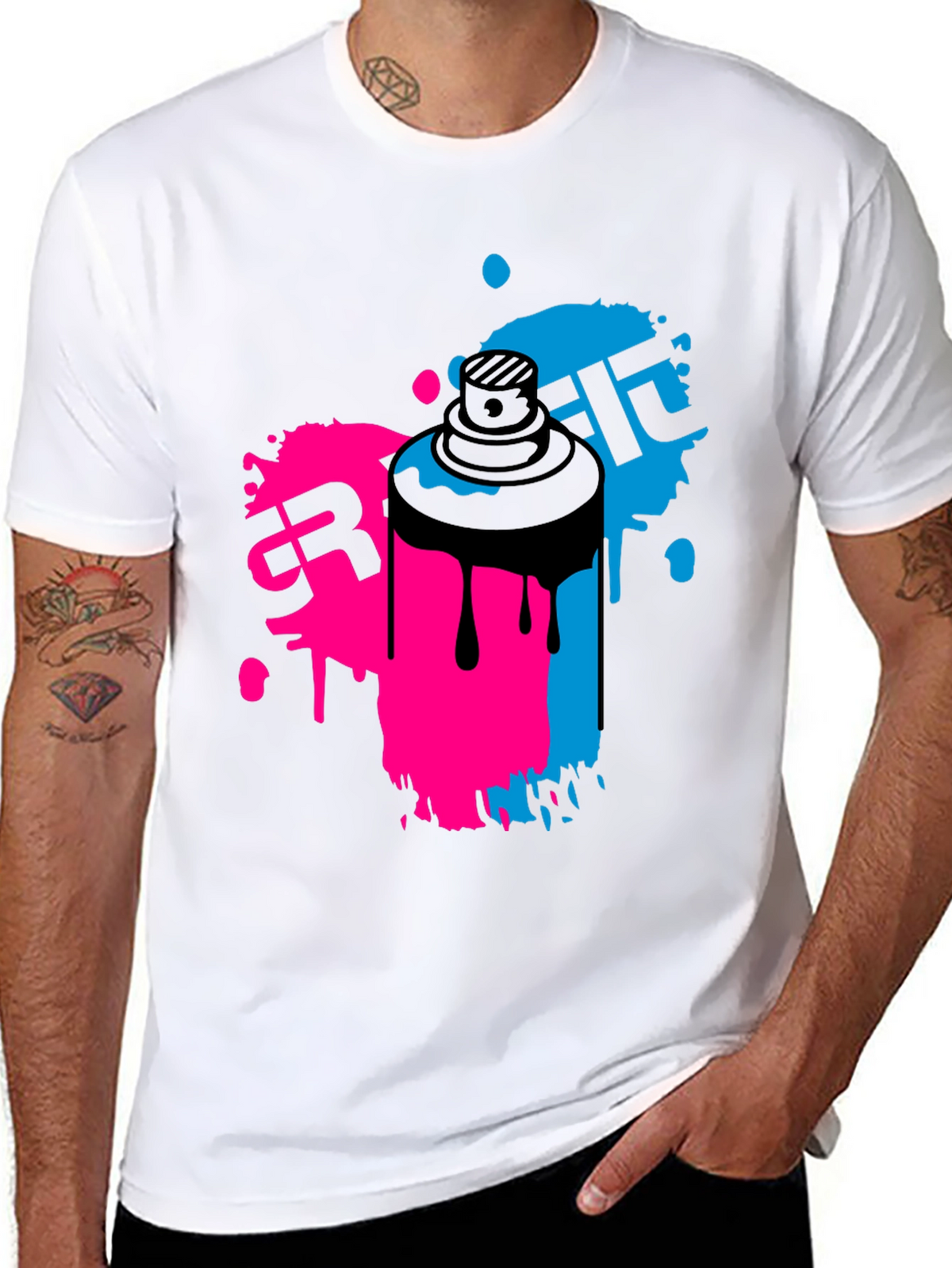 Graffiti Spray Paint Art Mens Black T-Shirt