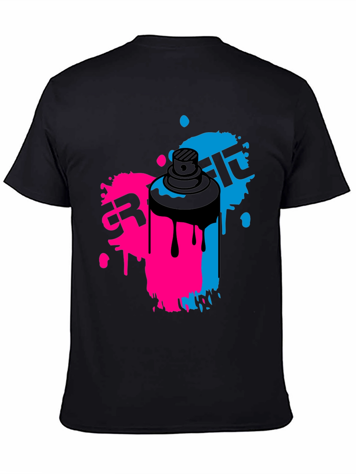 Graffiti Spray Paint Art Mens Black T-Shirt