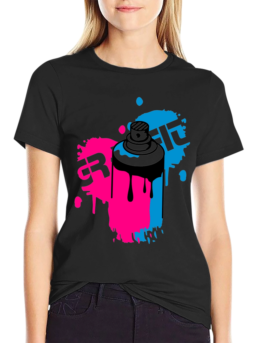 Graffiti Spray Paint Art Mens Black T-Shirt