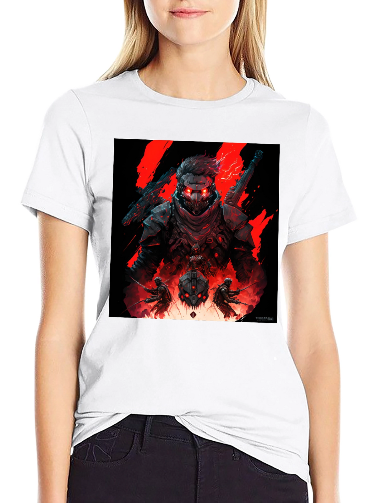 Cyberpunk Warrior Graphic Tee - Black
