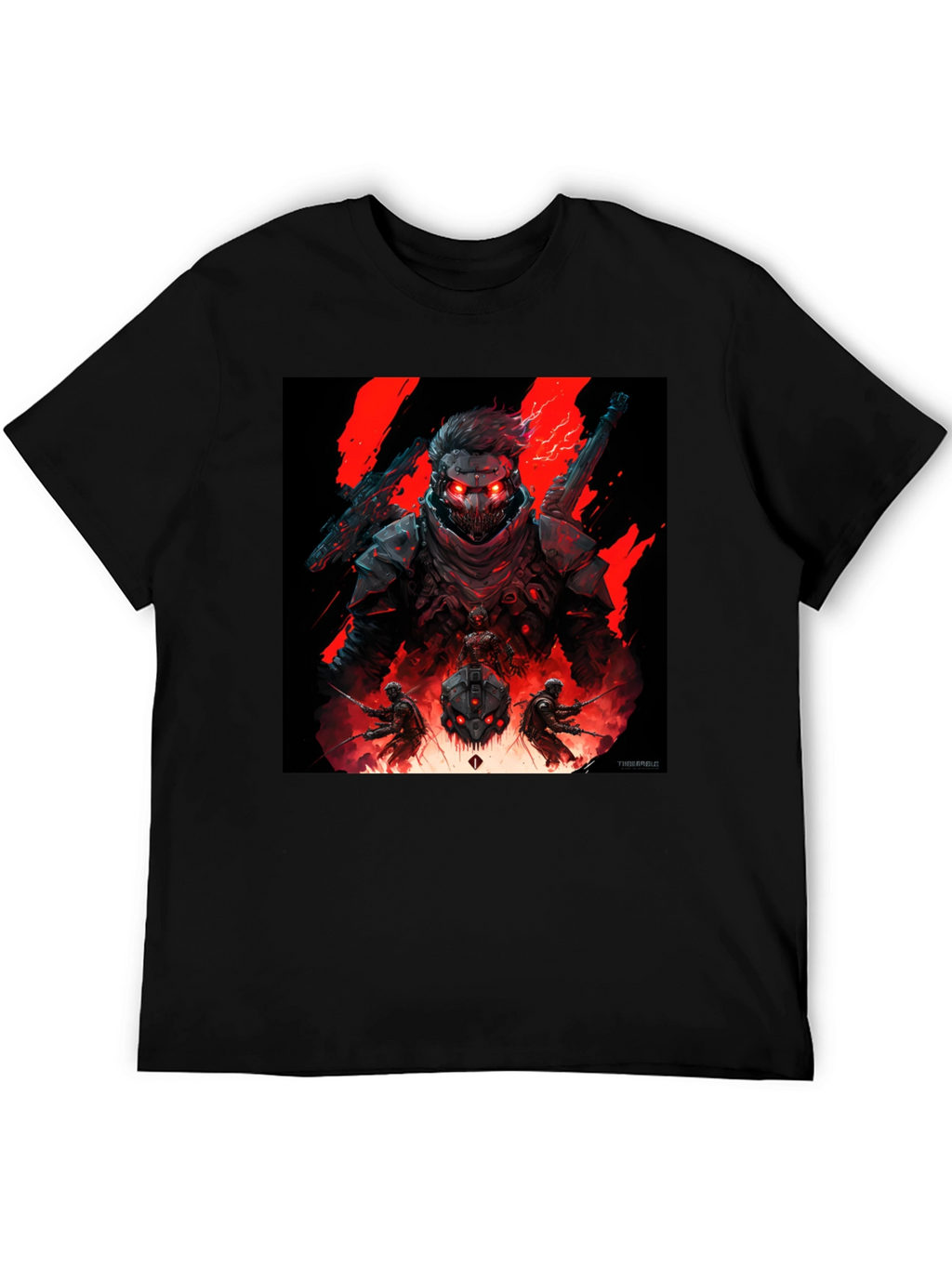 Cyberpunk Warrior Graphic Tee - Black