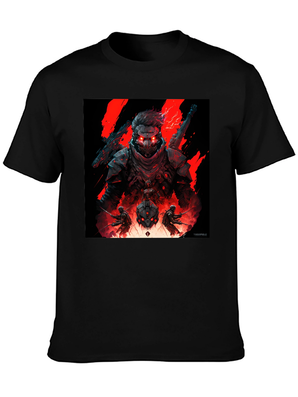 Cyberpunk Warrior Graphic Tee - Black