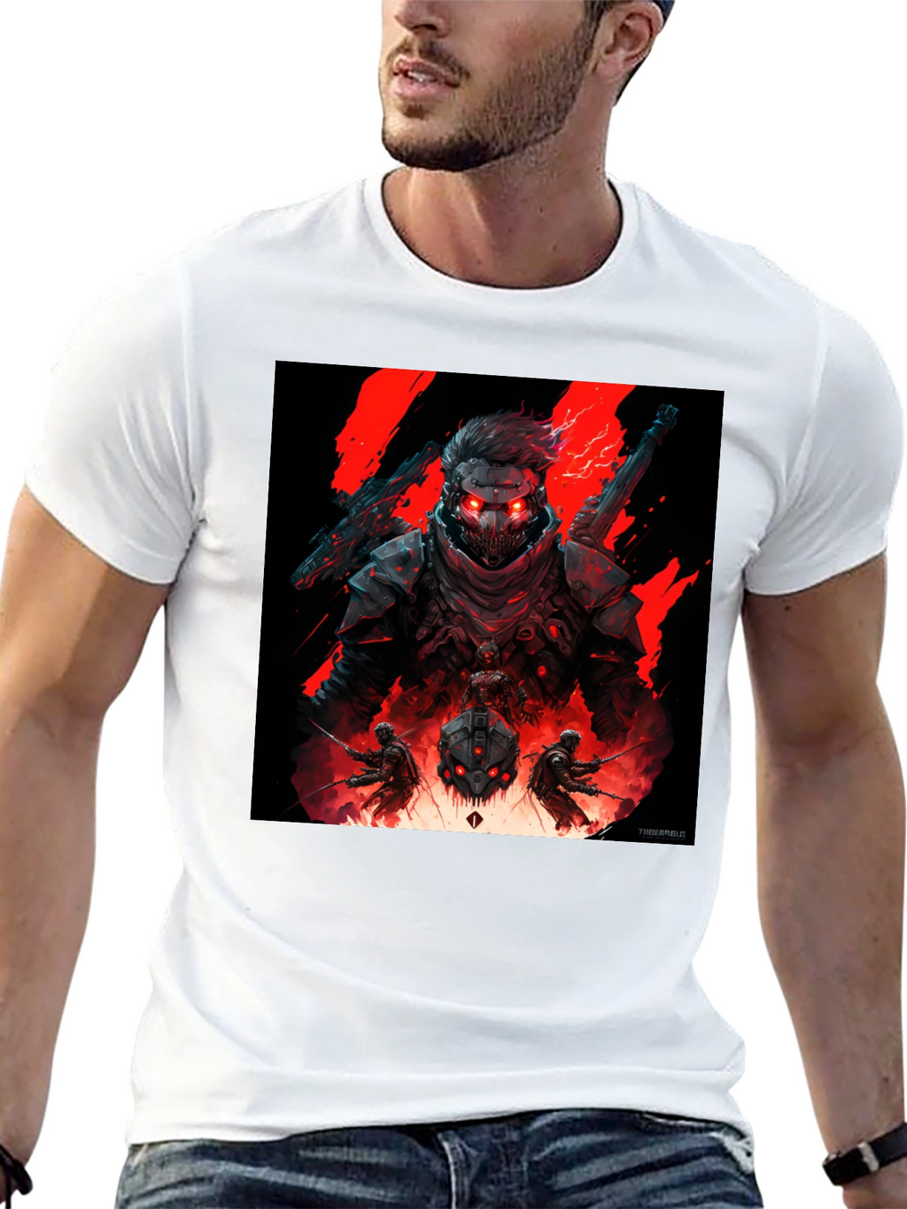 Cyberpunk Warrior Graphic Tee - Black
