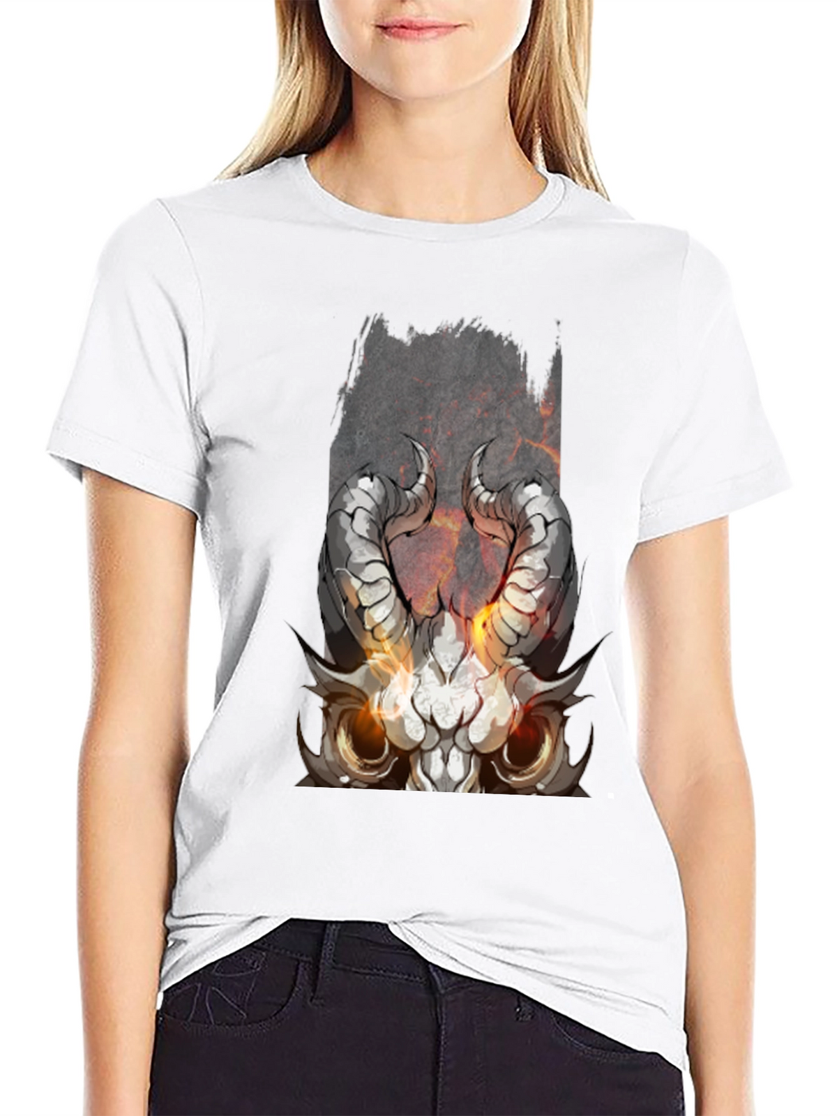 Black Diablo Horned Skull Graphic Tee