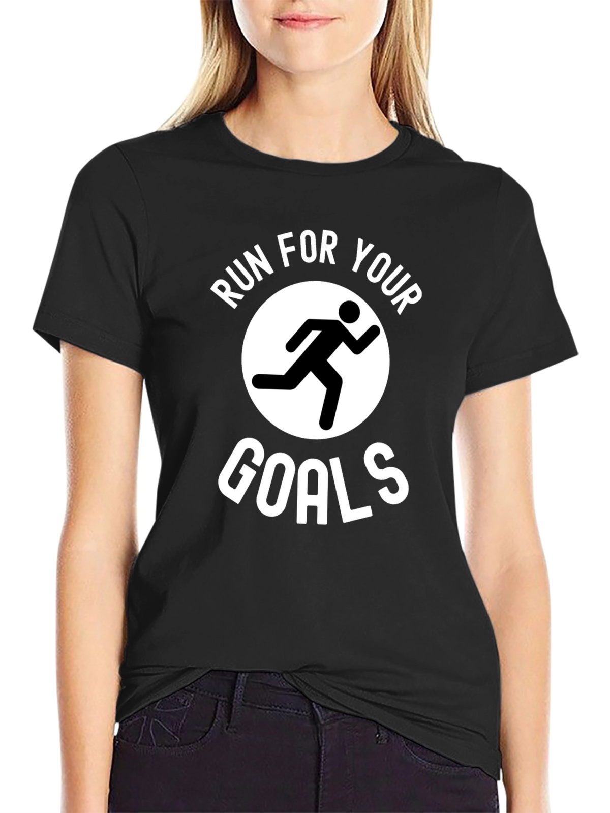 Run For Your Goals Graphic T-Shirt - Black