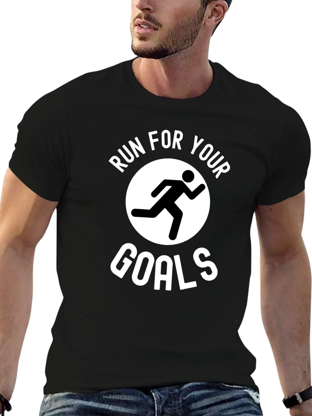 Run For Your Goals Graphic T-Shirt - Black