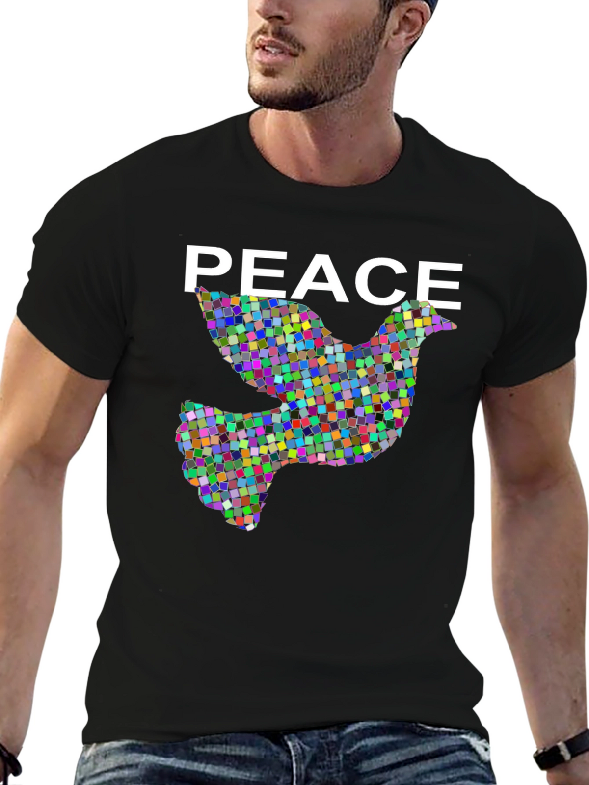 Peace Dove Graphic Black T-Shirt