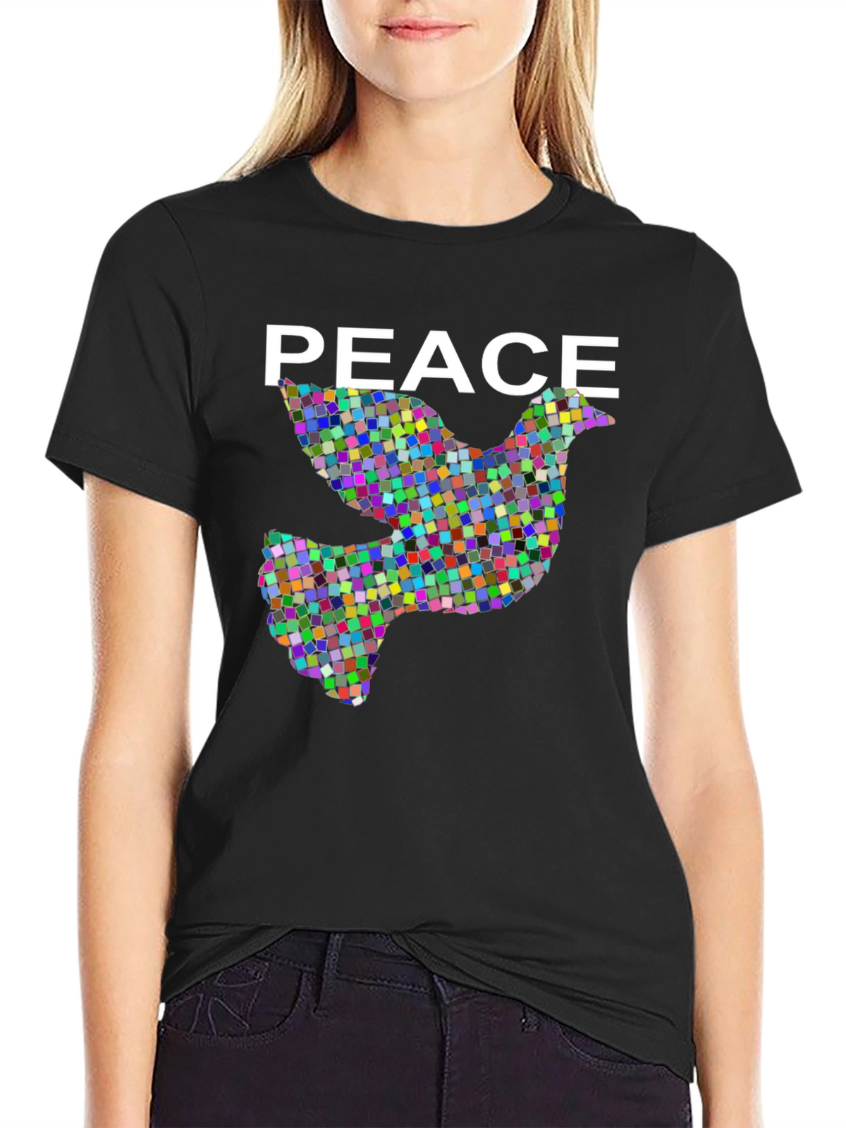 Peace Dove Graphic Black T-Shirt