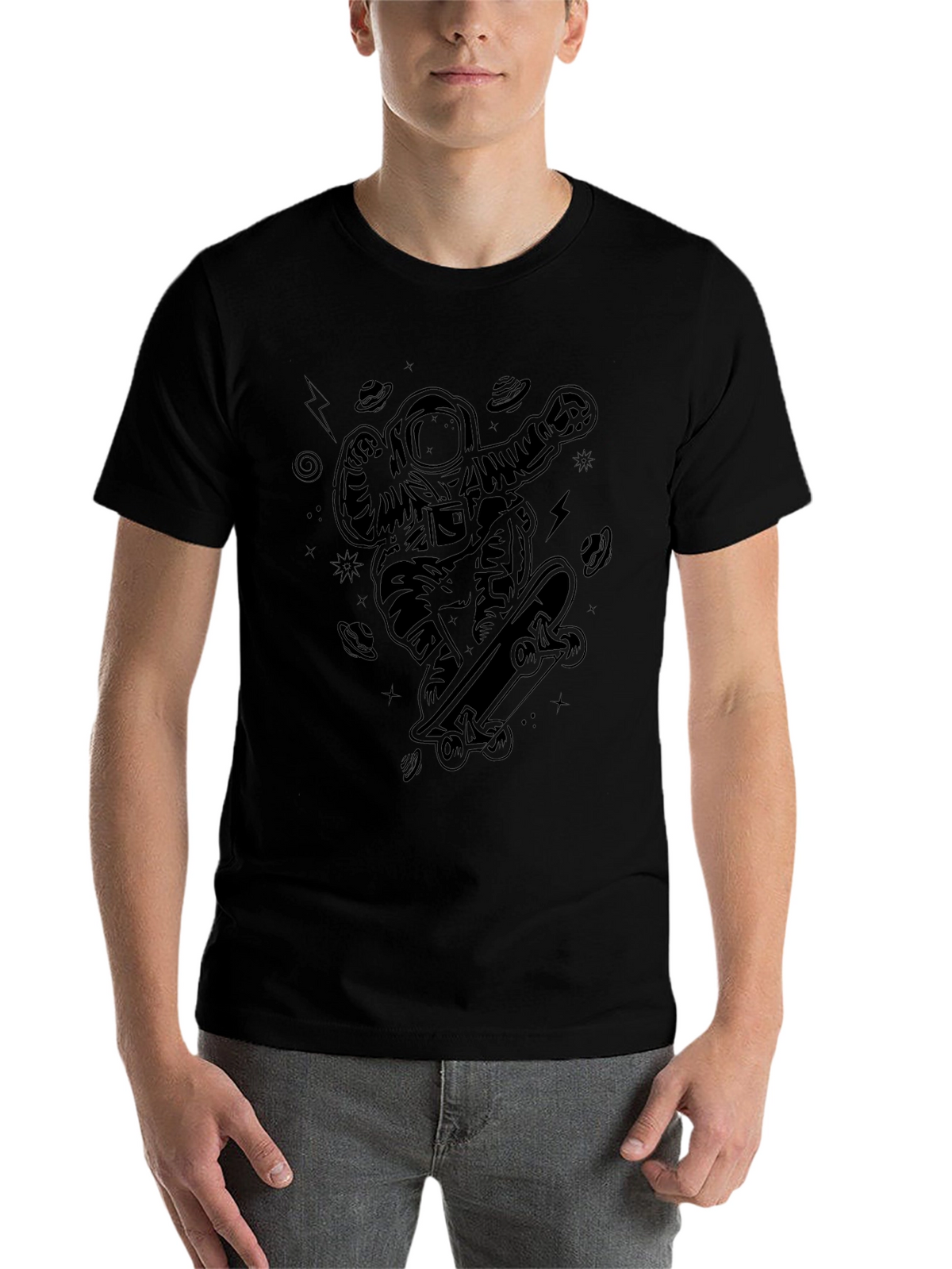 Skateboarding Astronaut Black T-Shirt
