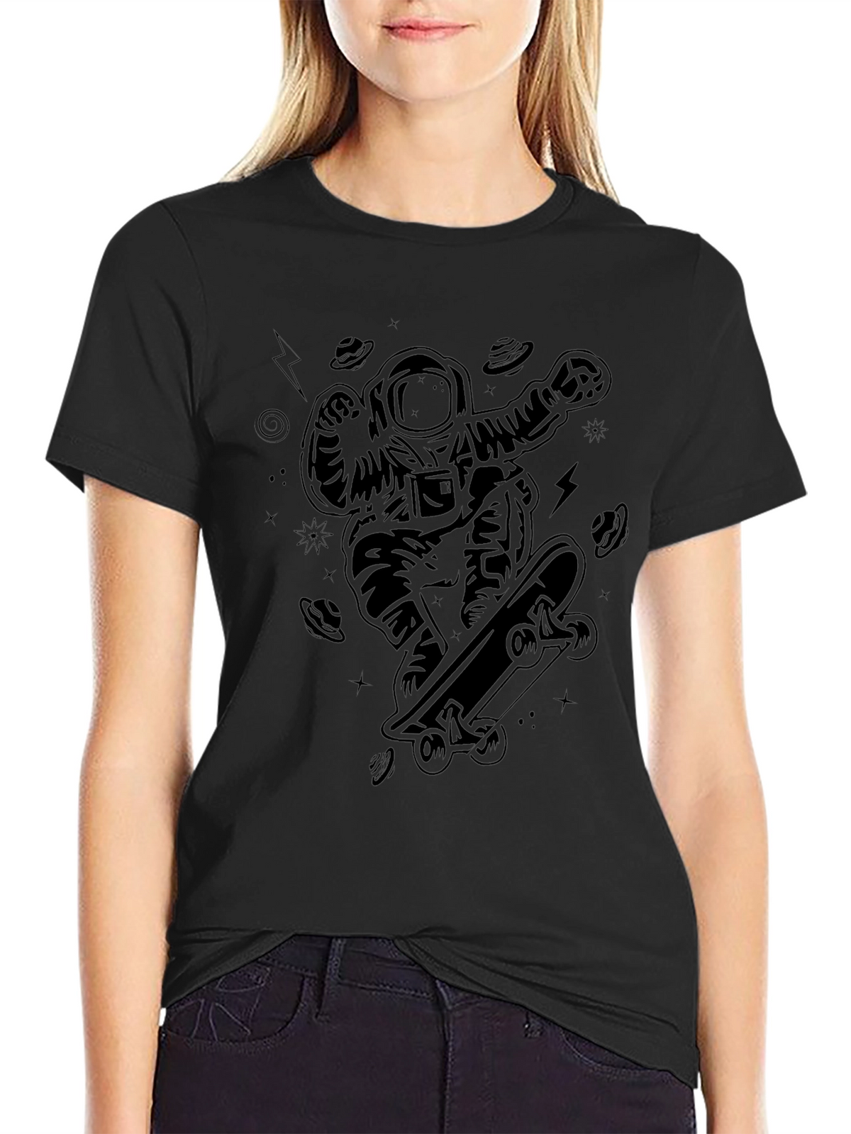 Skateboarding Astronaut Black T-Shirt