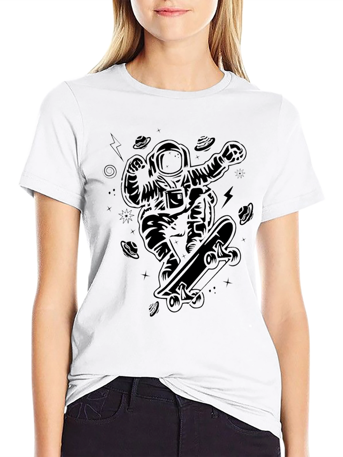 Skateboarding Astronaut Black T-Shirt